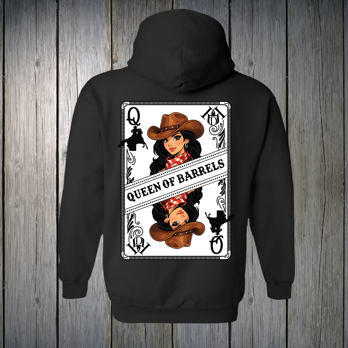 PREORDER Queen of Barrels - Brown Eyed Black Hair UNISEX HOODIE