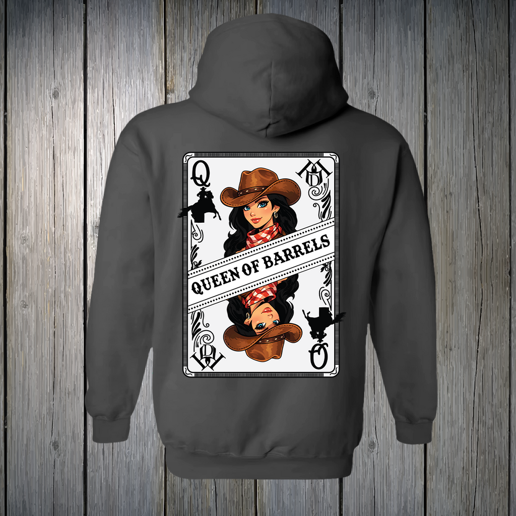 PREORDER Queen of Barrels - Blue Eyed Black Hair UNISEX HOODIE