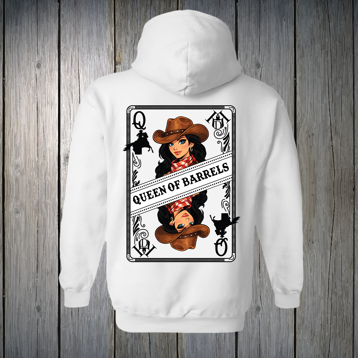 PREORDER Queen of Barrels - Blue Eyed Black Hair UNISEX HOODIE